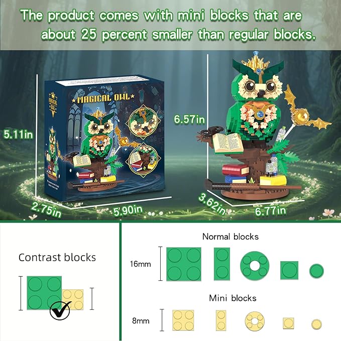 Magic Harry Owl Building Sets for Adults, 1122PCS Mini Bricks NO Compatible with Lego Owl, Collectible Home Decor and Office Art Potter Fun Bird, Animals Model Toys for Kids Boys Girls 14+