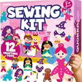 QUOKKA Kids Crafts Ages 7-8, DIY Beginner Needle and Thread Kit - 12 Fairy Tale Sewing Kit Basic - Fun Arts Crafts for Kids Ages 6-8 Girls Boys - Plastic Needles, Scissors - 7+ Year Old Girl Gifts