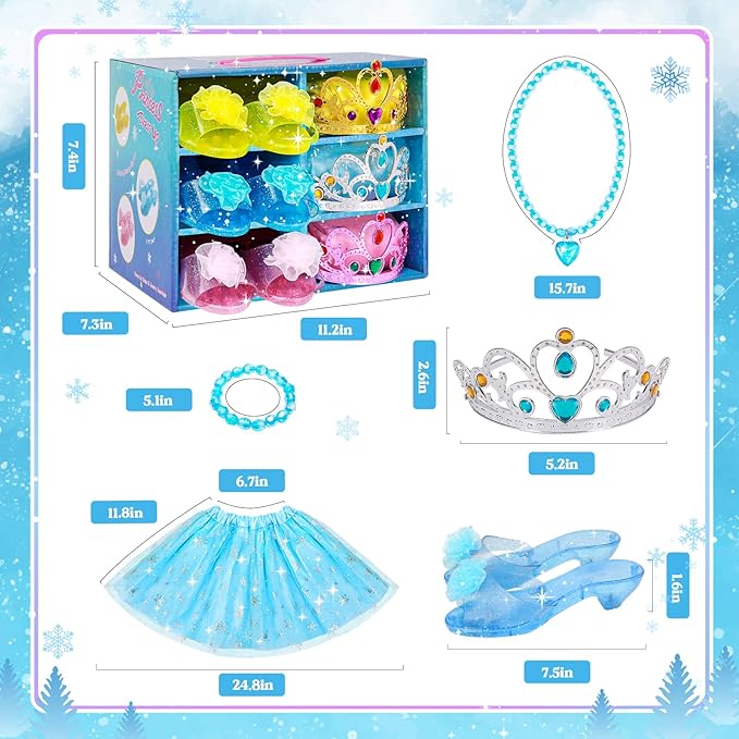 Meland Princess Dress Up for Girls - Dress Up Clothes with Shoes & Skirts, Princess Toys for Toddler Girl 3,4,5,6 Years