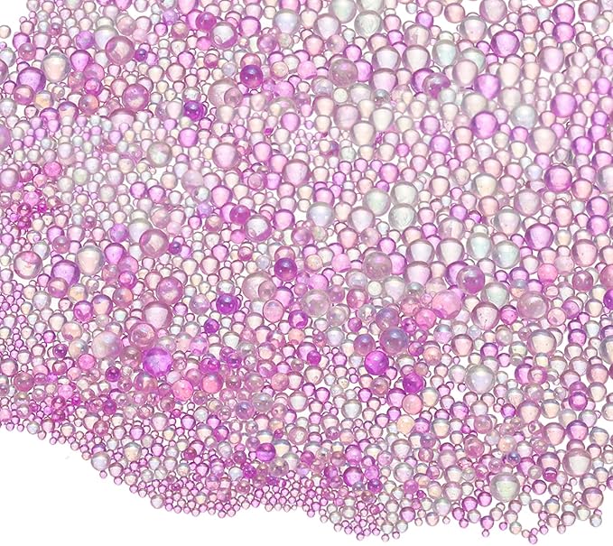 Iridescent Glass Tiny Bubble Beads, 0.4-3mm 10g No Hole Micro Mini Round Purple Water Droplets Beads - Applications: for Resin Filler, Nail Art, Dollhouse Bath Tub