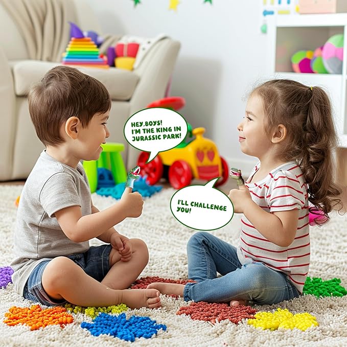 Fun Little Toys 10 Pcs Dinosaur Head Finger Puppets, Best Choice for Party Favors, Stocking Stuffers, Pinata Fillers and Goodie Bag Fillers