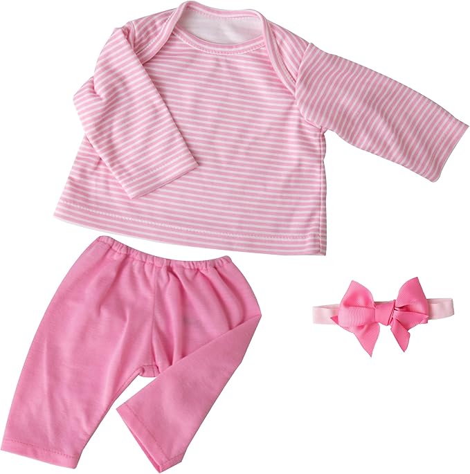 Reborn Baby Doll Accessories Pink Baby Doll Clothes 17-22 Inches Reborn Dolls Cute Newborn Outfits Gift Set for Realistic Dolls