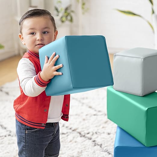ECR4Kids SoftZone Big Foam Building Blocks, Soft Playset, Contemporary, 7-Piece