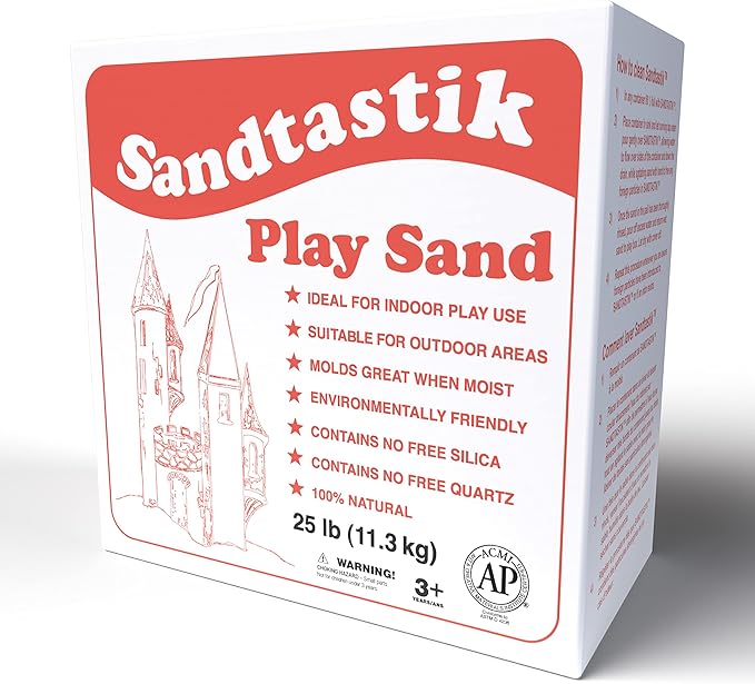 Sandtastik Sparkling White Play Sand - 50 lb (22.6 kg), Fill Sandboxes & Sensory Tables, Non-Toxic, Scoop, Mold & Pour