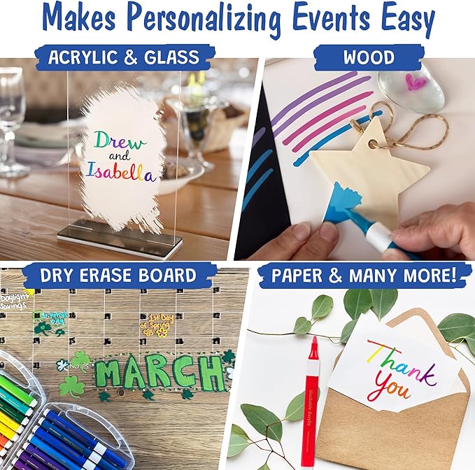 The Pencil Grip Magic Stix Washable Acrylic Markers for Kids and Teens, 24 Non-Toxic Colors, Allergen-Free, Vibrant Paint Pens for Crafting and DIY