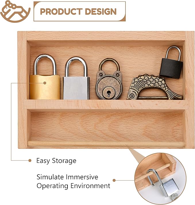 Woodtoe Montessori Lock and Key Toy Set for Kids, Educational Lock Set Keys, Wooden Learning Montessori Materials for 3 4 5 6 Toddlers, Preschool, Home Classroom STEM Educational Birthday Toys