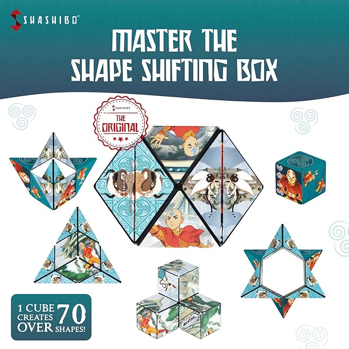 SHASHIBO Avatar The Last Airbender Shape Shifting Box - STEM Magnetic Fidget Cube That Transforms Into Over 70 Shapes, Download Fun in Motion Toys Mobile App (Air)