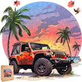 Wooden Jigsaw Puzzles-Seaside Car,500pcs,16.5x16.5in,Royal,Wooden Puzzles for Adults,Unique Shape Animal Adult Puzzles,Irregular Wood Puzzles Best Gift for Adults and Kids Family Gam