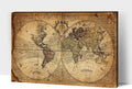 Vintage World Map Canvas Wall Art, Beige Nautical Map Background Pictures Print on Canvas for Office Decor, Antique Earth Map Framed Art for School- Living Room Wall Decoration 18x12 Inches
