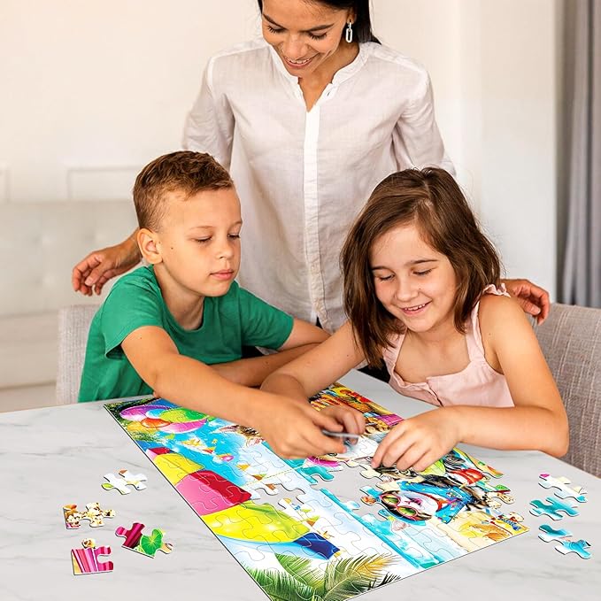 Puzzles for Kids Ages 4-8 6-8 8-10 Year Old and Seniors - Funny Cats Puzzle Beach Kitten Jigsaw Puzzles, 100 Piece Puzzle for Toddler Children Learning Educational Puzzles Toys for Boys and Girls