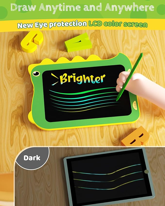 TEKFUN LCD Writing Tablet for Kids, Doodle Board Drawing Pad, Dinosaur Toys for Kids, Travel Toys for 3 4 5 6 Year Old Boys Girls, Easter Birthday Christmas Gifts (8.5in Green)