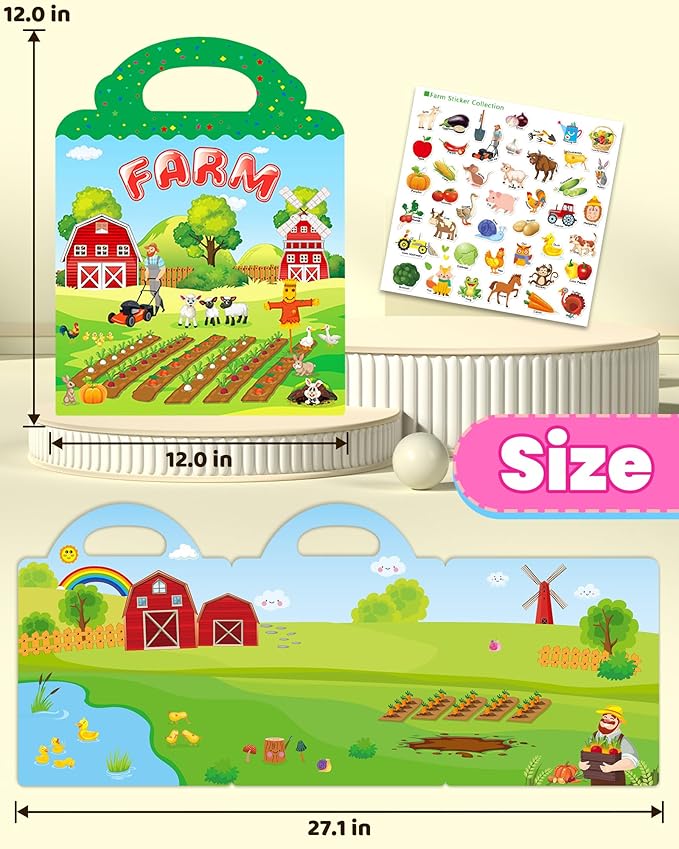 Reusable Sticker Book for Toddlers 2-4 Years, Stickers for Kids, Toddler Craft Activities, Toddler Travel Toys Ages 2+ Boy Girl Birthday Gifts