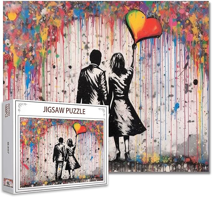 Tucocoo Graffiti Jigsaw Puzzles for Adults 1000 Pieces, Street Couple Love Banksy Art Jigsaw Puzzle Colorful DIY Puzzles for Home Decoration Gifts, Family Puzzle Perfect for Game Nights 20 x 27 inch