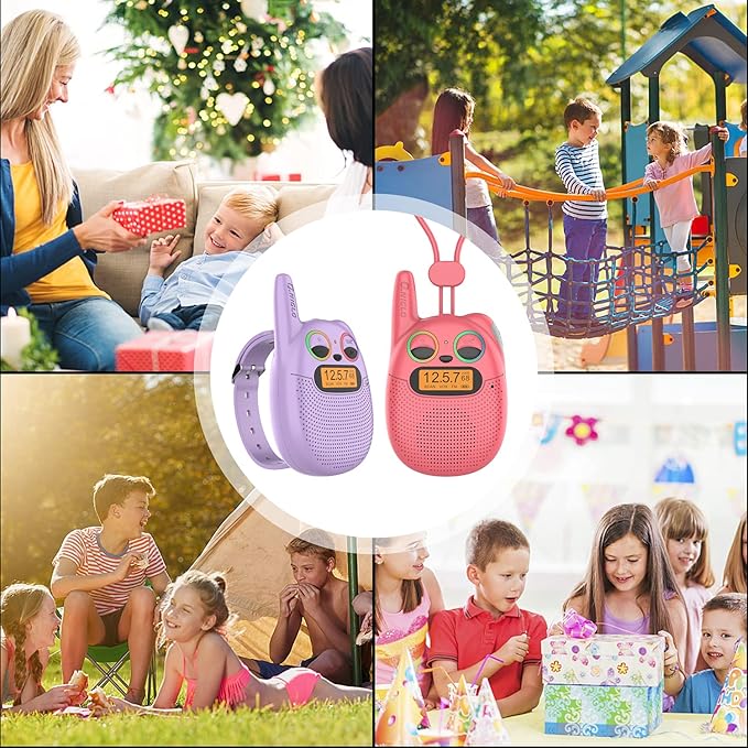 Qniglo Walkie Talkies for Kids Rechargeable 3 Pack, Christmas Birthday Gifts for Girls Age 3-12, Kid Walkie Talkie with FM Radio, Outdoor Camping Games, Spy Toys for 4 6 7 8 9 Year Old Boys Toddler