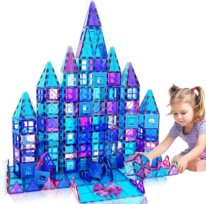 Magnetic Tiles Kids Toys for 3 4 5 6 7 8+ Year Old Boys Girls Toys Castle Princess Magnetic Building Blocks Educational Toddler Gifts Toy Age 2-4 5 6-8 Year Old Girl Boy Birthday
