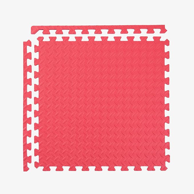 IncStores 1/2 Inch Thick Diamond Soft Foam Flooring Tiles | High-Density Interlocking Foam Tiles for Rugged Style in Your Home Gym, Playroom, and More | Red, 12 Tiles