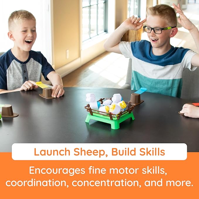 Fat Brain Toys Heap-O-Sheep Game, Family Board Games for Kids and Adults, Game of Catapulting Sheep, 6 to Adult, 2 to 4 Players