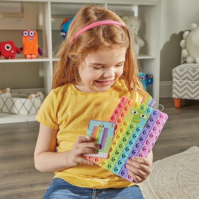 hand2mind Numberblocks Heroes with Zeroes MathLink Cubes Activity Set, Preschool Learning Activities, Math Manipulatives Kindergarten, Counting Blocks, Number Linking Cubes, Kids Educational Toys
