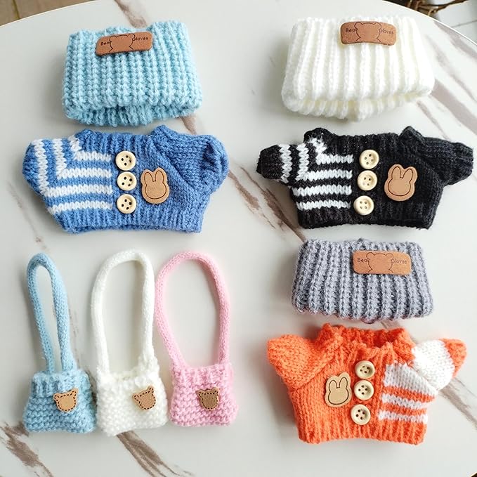 15cm & 17cm Doll Clothes Outfits Set - Premium Dress Up Bundle with Exquisite Accessories | Soft Fabric Fashion Doll Costume for 15-17cm Dolls (3set Orange+Blue+Black)
