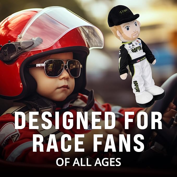 Playtime by Eimmie NASCAR-Themed Soft Baby Doll, 14-Inch Plush Racing Rag Doll for Kids, Hendrick Motorsports William Byron (Raptor) Plush Figure, Fabric Stuffed Toy for All Ages