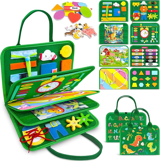 Gojmzo Busy Board Montessori Toys for Toddler Year Old Boy Girl Birthday Gifts, Busy Book Sensory Toys for Toddlers, Learning Educational Toddler Travel Activities