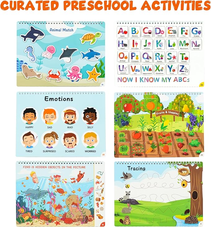 BenBen Busy Book for Toddlers, 30 Pages, Pre-Assembled, Preschool Learning Activities, Montessori Toys for Ages 3 and Up, Autism Sensory Toys, Kids Educational Activity Book, Birthday Gift