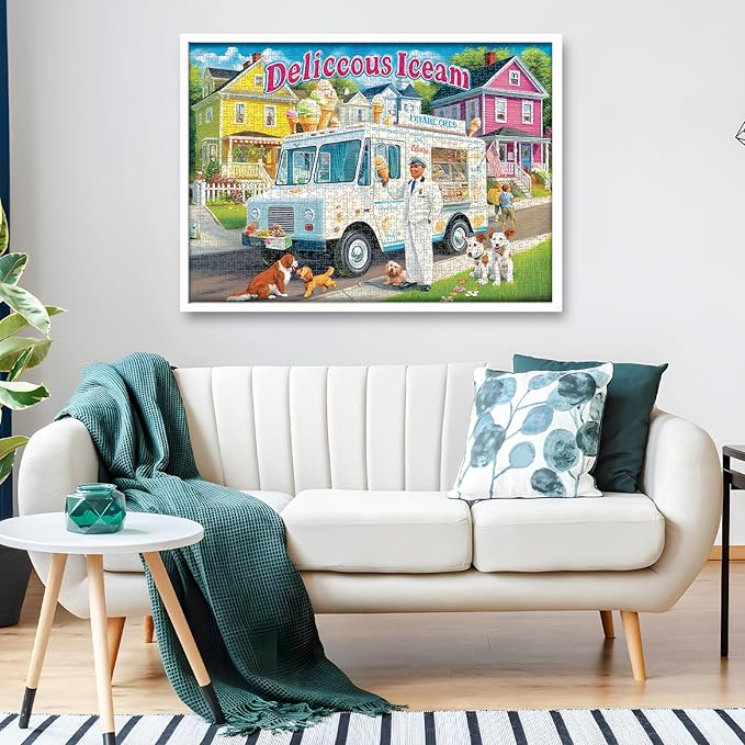 Puzzles for Adults 1000 Pieces Vintage Ice Cream Truck Jigsaw Puzzles Challenging Puzzle for Stress Relief, Home Decor and Gifting