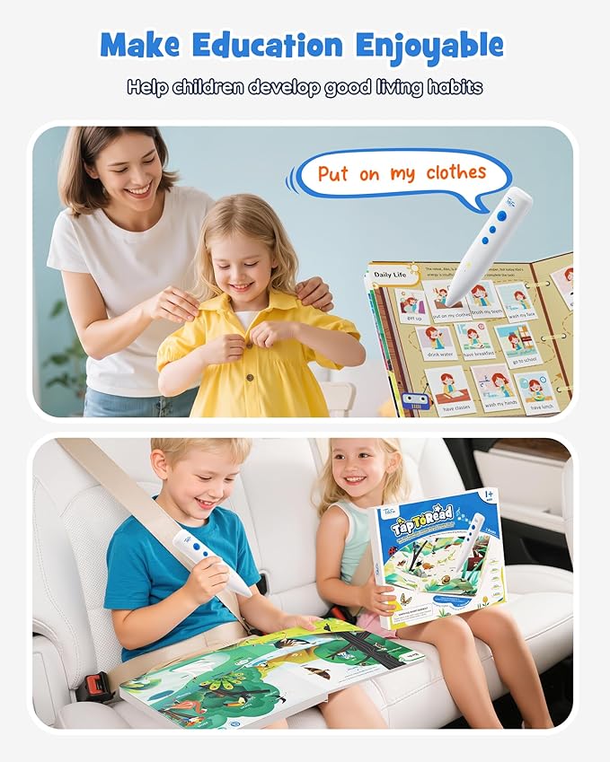 Talking Pen Books Sets, Engaging Electronic Learning Toys with Interactive Audio Sound Books, Toddler Educational Birthday Gifts, Autism Sensory Games for Ages 1 2 3 4