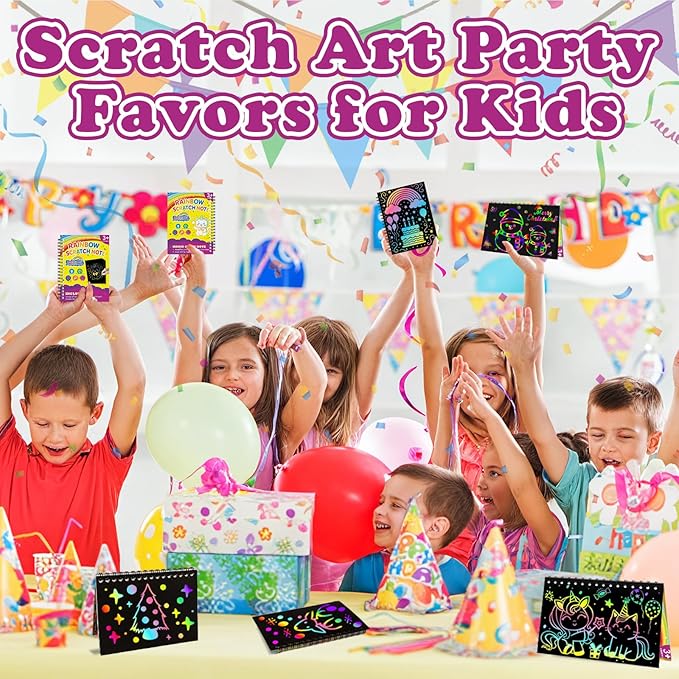 HXDOGSP Scratch Art for Kids: 20 Pack Rainbow Scratch Paper Party Favors - Art Crafts Notebook Suitable for Birthday Gifts/School Crafts Kit/Classroom Prizes for Girls and Boys Aged 4-12