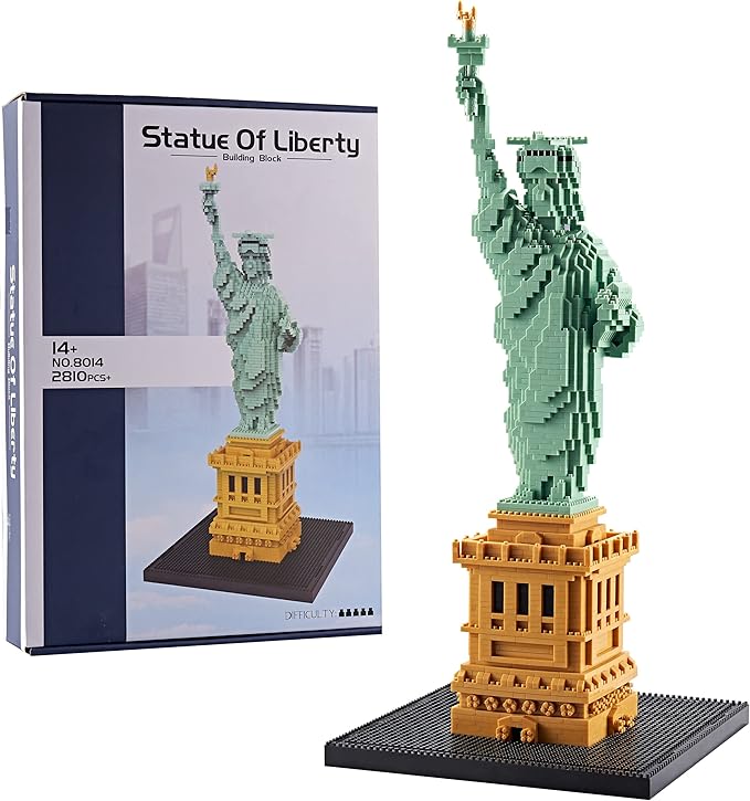 Exquisite Big Architecture Lady Liberty Statue Micro Building Blocks Set - 2810 PCS | Challenging Engaging | Highly Detailed Replica | Suitable for Adults | Great Gift
