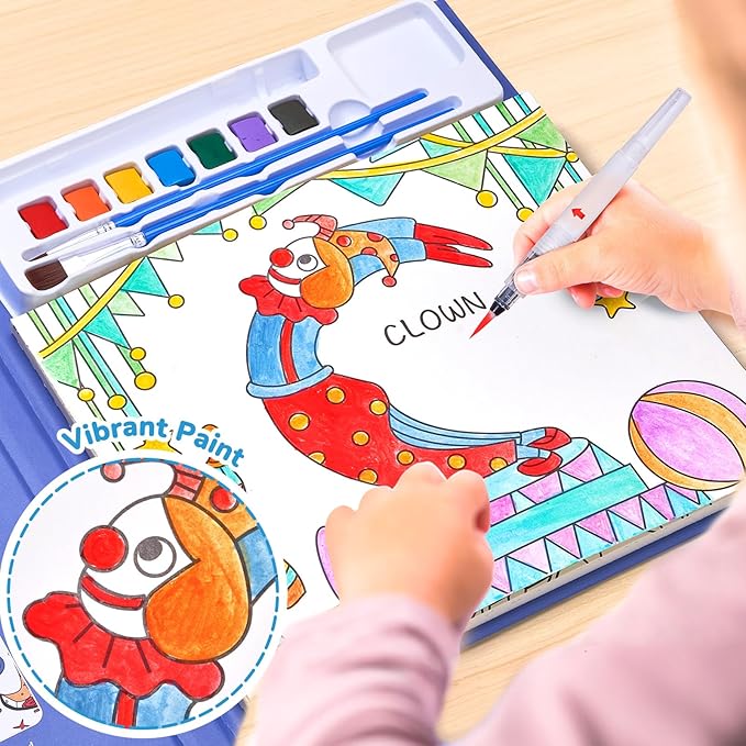 JoyCat Paint with Water Coloring Books for Toddlers, Watercolor Painting Sets for Kids Ages 3-5 4-8, Arts and Crafts Drawing Activities Toy Birthday Gift for Boys Girls (Alphabet)