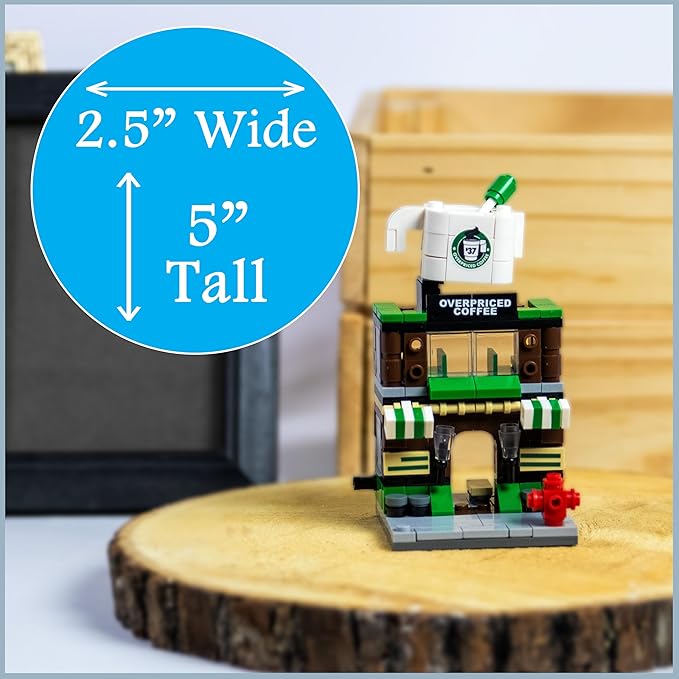 Brick Loot Mini City Coffee Shop Building Set - 208 Pieces, Toy Building Blocks, Compatible with Lego and Major Brands, Includes Barista Minifigure, Fun Toy for Kids and Adults, Ages 6+