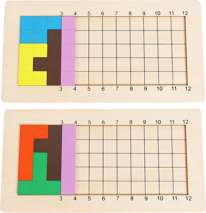 Wooden Pentominoes Puzzle Games - Family Board Games for Kids and Adults- Tangram Geometry Math Pattern Blocks Toys for 6 Years Montessori Learning Toys - Smart IQ Math Brainteaser Puzzle