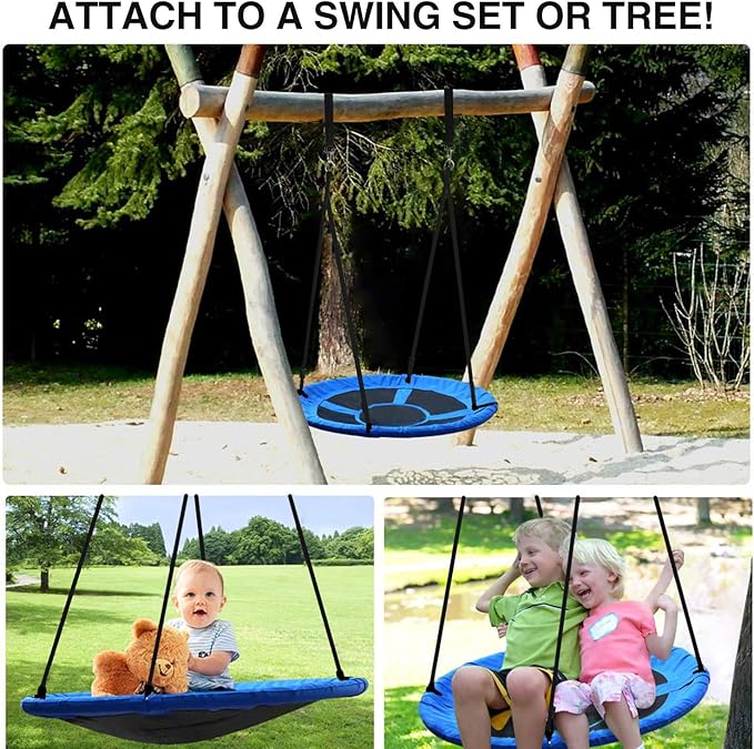 RedSwing 40" Flying Saucer Tree Swing for Kids Outdoor, Large Round Tire Swings for Trees and Swingset, Strong Heavy Duty for Outside Playground, 500LBS Weight Capacity, Blue