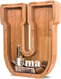 Personalized Wooden Letter Piggy Bank for Kids Larger Letter Piggy Bank for Boys and Girls Initial Coin Bank Customized Piggy Bank Perfect Wood Kids Money Bank for Birthday and Festival
