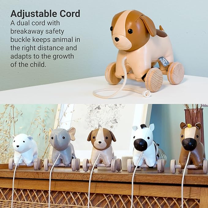 Little Big Friends Dog Pull Toy for Toddlers | Soft Baby Walking Toy with Adjustable Cord | Easy-to-Clean Push & Pull Toy | Adrien The Dog
