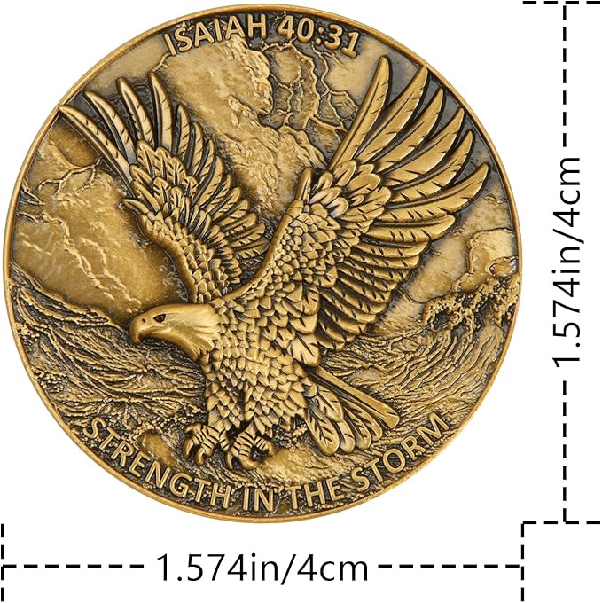 Inspirational Eagle Coin - Motivational Inspirational Gift for Spiritual Encouragement, Christian Gift, Strength in The Storm Token, First Responder Keepsake