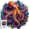 Wooden Jigsaw Puzzle 500 Pieces for Adults - Vibrant Colorful Octopus Art Puzzle, Challenging Family Leisure Game, Unique Home Decor & Gift Idea