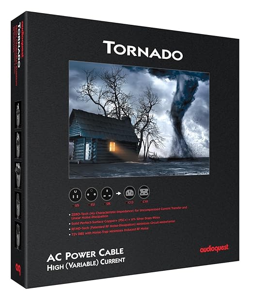 AudioQuest Tornado High (Variable) Current Power Cable - 1m - 1 x C19 > 1 x 3-Prong Wall Plug