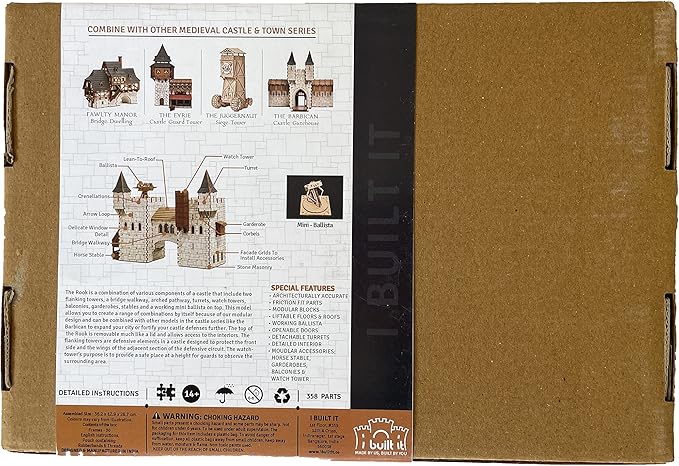 Rook P Castle Tower - 3D Wooden Puzzle - DIY 28mm Scale Model Building Kit - Educational Toy - Creative Gift - Tabletop Miniature Terrain Kit