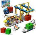 City Seaside Harbor Building Set Compatible with Lego Cargo Ship Boat Toy, Container Crane and Truck, Construction Toy for for Adults Teens Kids Girls Boys 6+