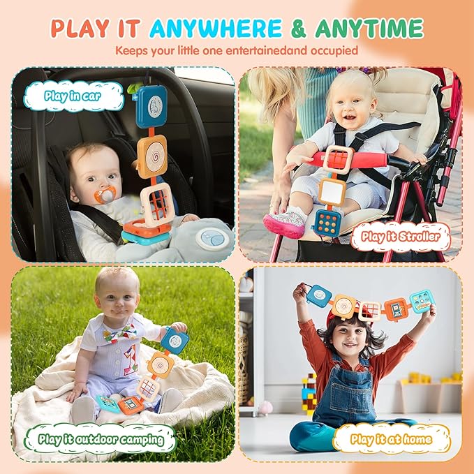 Toys for 1 Year Old, Travel Toys for Toddler 1-3, Montessori Busy Board Activity Cube with Fine Motor Skills, Christmas Birthday Gifts for 1 Year Old Boy Girl, Kids Stocking Stuffs