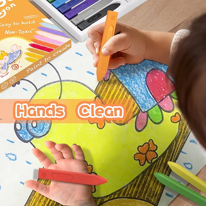 Triangle Jumbo Crayons for Toddlers, 18 Colors Mess Free Unbreakable Crayon Gifts, Easy to Hold Washable Crayons for Kids, Safe Coloring Gifts for Babies and Children