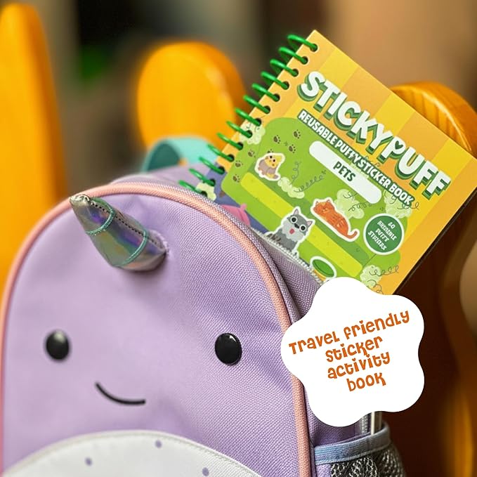 Stickypuff Value Pack - Reusable Puffy Sticker Book for Toddlers - Puffy Stickers - Sticker Book for Toddlers (Around Us)