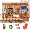 Tonecheer DIY Miniature House Kit, Wooden Dollhouse Kit with Music and White Noise,Tiny Diorama House Building Set with Electronic Screen Kit Creative Idea Gifts for Aduls (The Christmas Cottage)