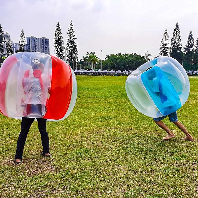 SUNSHINEMALL 2 Pack Inflatable Bumper Balls for Adults (4ft/1.2m) Giant Sumo Balls Body Bumpers Balls Buddy Zorb Ball Outdoor Toys for Kids Yard Human Bubble Ball Hamster Ball(Red+Blue, 48inch)