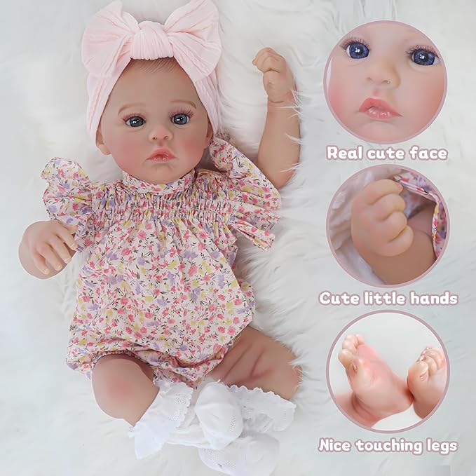 Realistic Reborn Baby Dolls-18 Inch Real Life Baby Dolls Girl Lifelike Baby Doll with Accessories for 3+ Years Old (Pink)