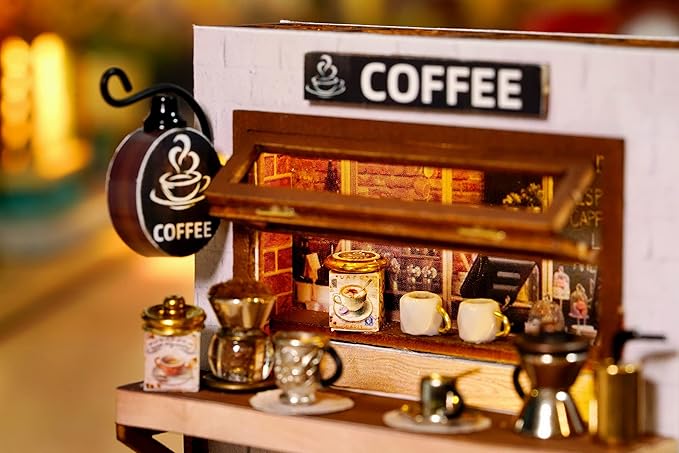 CUTEROOM DIY Doll House Miniature Furniture Wooden House Kit with Dust Cover & LED Light and Accessories - New Three Styles QT Series Dollhouse (QT048)