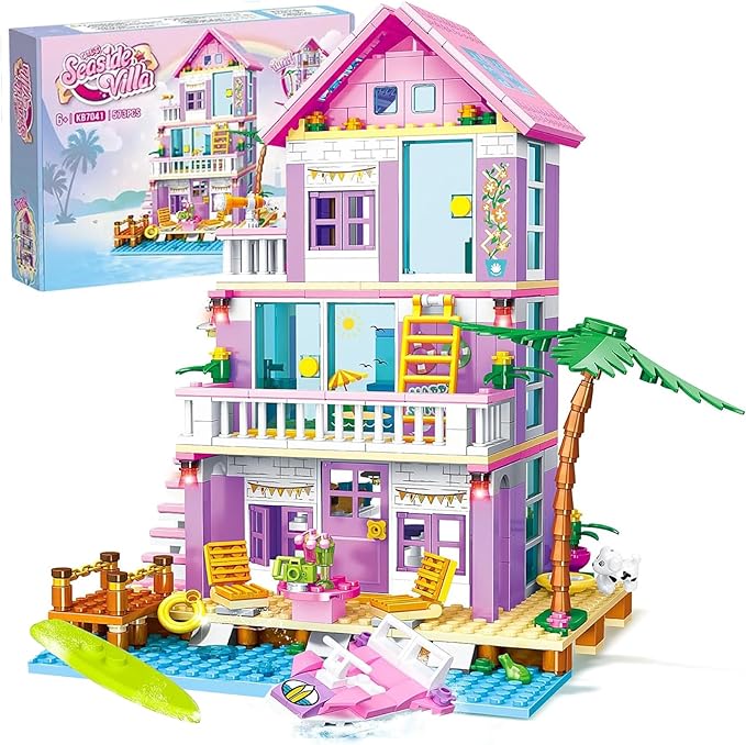 Sezua Building Blocks Seaside Beach Villa - 573 Pieces Lego Compatible Construction Set for Girls and Friends, Age 8-12