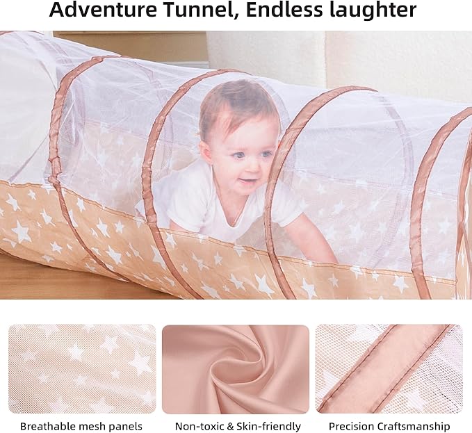 3-in-1 Kids Play Tent with Tunnel & Ball Pit for Toddlers 1-3, Indoor Outdoor Playhouse, Easy Pop Up, Portable Play Tents for Toddlers
